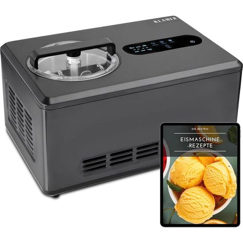 KLAMER 2-in-1 Eismaschine & Joghurtbereiter 2 L, 220 W Eiscrememaschine aus Edelstahl mit Kühl- und Heizfunktion, hausgemachtes Speiseeis mit selbstkühlendem Kompressor, inkl. Konsistenzsteuerung