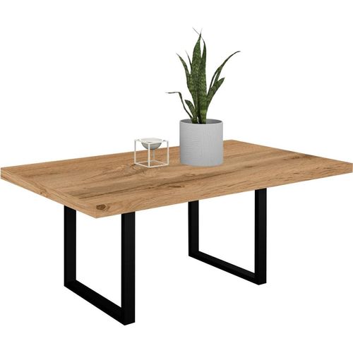 Esstisch Elgin 3 175x80x100 Metall+Holzwerkstoff Schwarz/Wotan Eiche