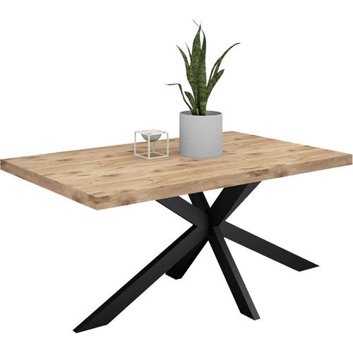Esstisch Elgin 2 175-275x80x100 Holzwerkstoff Schwarz/Viking Oak