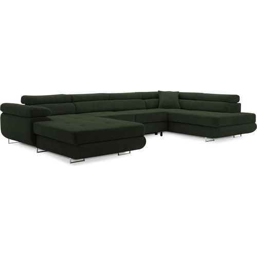 Ecksofa Rigatto II PRO mit verstellbaren Kopfstützen! Modernes Ecksofa mit Schlaffunktion und Bettkasten POSO 014 LINKS