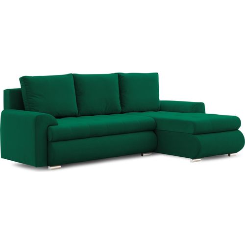 Ecksofa TOKIO VI PRO mit Schlaffunktion! Eckcouch mit Bettkasten! Stoff: KRONOS 19 Flaschengrün (muster 1) Rechts