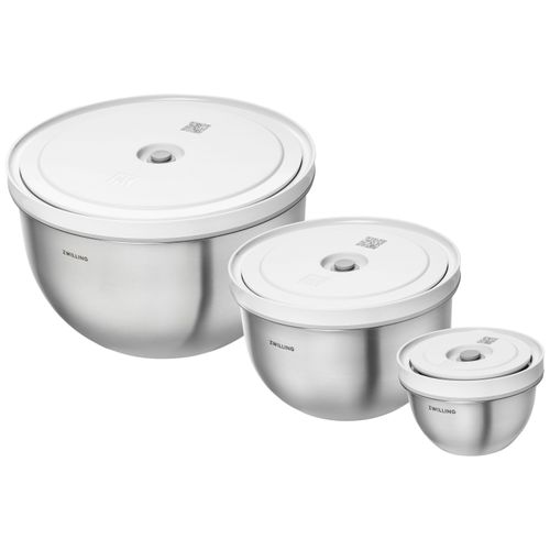 ZWILLING Fresh & Save BOWLS Vakuumschüssel Set S/M/L / 6-tlg, Edelstahl, Silber-Weiß Image