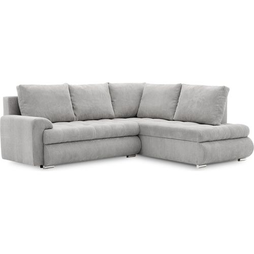 Ecksofa TOKIO V PRO mit Schlaffunktion und Bettwäschebehälter. Eleganter POSO-Stoff 055 Links (muster 1)