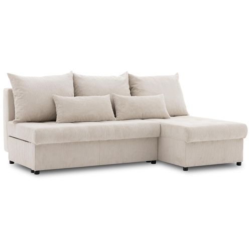 Ecksofa mit Schlaffunktion, Eckcouch mit Bettkasten VENEZIA BONELL, Cord - Beige