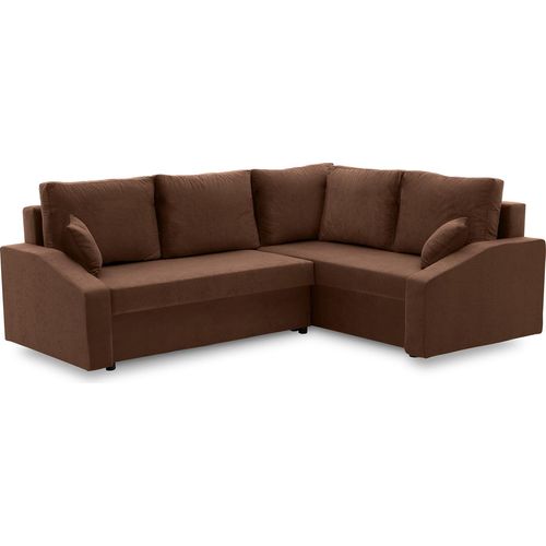 Ecksofa GRANDE PLUS mit Schlaffunktion L-förmig - Eckcouch mit 2 Bettkasten - MIKRO 20 Braun Rechts (Muster 1)