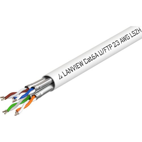Lanview Cat6a U-FTP Netzwerkkabel 4x2xAWG23 LSZH Weiß 500m, LVN122430