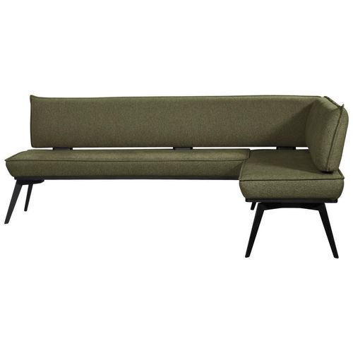 Carryhome Eckbank , Schwarz, Olivgrün , Holz, Metall, Textil , Buche , massiv , Eckteil, Ottomane rechts , 235x165 cm , Stoffauswahl , Esszimmer,