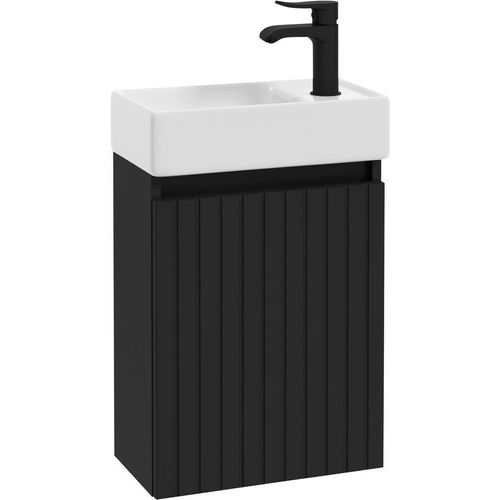 Waschtischkombi Bano 2 , Schwarz , Holzwerkstoff , 40 cm , Made in Europe , Zusatzausstattung erhältlich, hängend, Typenauswahl , Badezimmer, Waschbecken & Armaturen, Waschtische