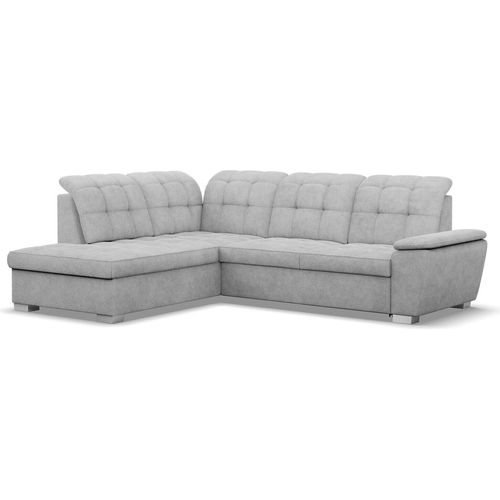 Ecksofa BARON Medium - Version, 255 x 200 x 105, LINKS - mit Schlaffunktion, Farben Hellgrau, Zusatzfunktionen: Schlaffunktion (Delfin),