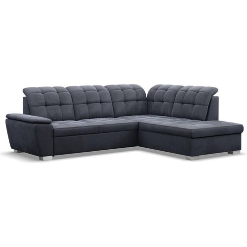 Ecksofa BARON Full Version, 255 x 200 x 105, RECHTS - mit Schlaffunktion, Farben Dunkelgrau , Zusatzfunktionen: Schlaffunktion (Delfin), Bettkasten