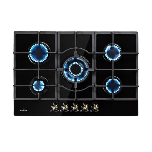 Victoria 5 Gaskochfeld 5-flammig Sabaf-Brenner Glaskeramik Retro-Look