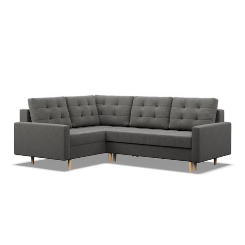 Ecksofa mit Schlaffunktion Elma Links , Bonell, Ottomane, Wendekissen, Dunkelgrau, 223x172cm