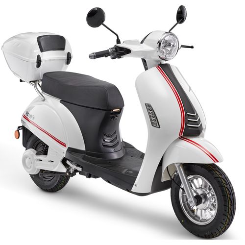 E-Motorroller LUXXON "E3000", weiß, Elektromotorroller, 45 km/h, bis zu 55 km Reichweite, mit Straßenzulassung, 2 Sitzplätze, B:67cm H:109,5cm L:175cm