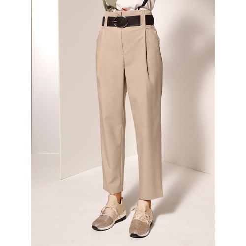 Bundfaltenhose CREATION L, Damen, Gr. 40, Normalgrößen, beige, 63% Lyocell, 37% Polyester, unifarben, lang, Hosen