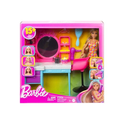 Mattel HKV00 - Barbie - Totally Hair - Haarsalon, Spielset mit Puppe & Zubehör