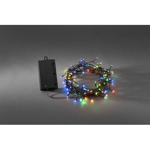 Konstsmide - LED Lichterkette, mit an/aus Schalter Lichtsensor und 6h und 9h Timer, 240 bunte Dioden, batteriebetrieben, Außen (IP44), schwarzes Kabel 4 x D 1.5V (exkl.); 3730-500