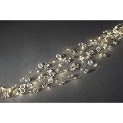 Konstsmide - LED Diamantenlametta 26 Stränge à 27 Dioden , 702 warm weiße Dioden, 12V Innentrafo, goldfarbener Draht; 6393-180