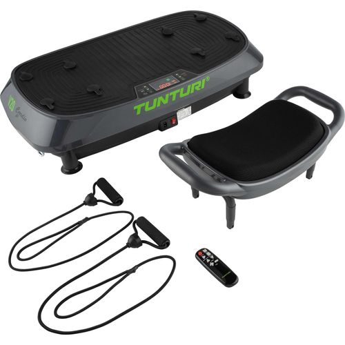 Tunturi Vibrationsplatte Cardio Fit V20 mit Schwingungen & Vibration, 3 Programme, 3 manuelle Modi, 30 Geschwindigkeiten, mit Hocker, Fernbedienung und Trainingsbänder