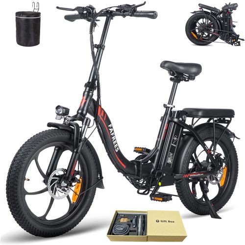 Elektrofahrrad Rostfreie Aluminiumlegierung 36 V 16 Ah 576 Wh Wasserdicht IPX5 bis zu 100 - 130 km E-bike klapprad 20 zoll mit 7 Gang, Schwarz