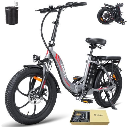 Elektrofahrrad Rostfreie Aluminiumlegierung 36 V 16 Ah 576 Wh Wasserdicht IPX5 bis zu 100 - 130 km E-bike klapprad 20 zoll mit 7 Gang, Grau