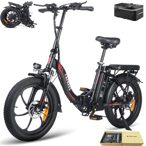 E-bike klapprad 20 zoll Rostfreie Aluminiumlegierung Wasserdicht IPX5 36 V 16 Ah 576 Wh bis zu 100 - 130 km Pedelec 7 Gang, Schwarz