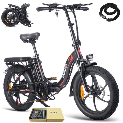 E-bike klapprad Rostfreie Aluminiumlegierung 36 V 16 Ah 576 Wh bis zu 100 -130 km Wasserdicht IPX5 20 zoll 7 Gang, Schwarz