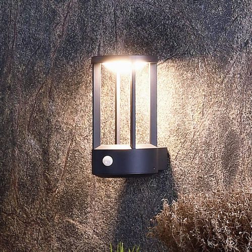 Sensor-Außenwandleuchte Albaldah, LED, dunkelgrau