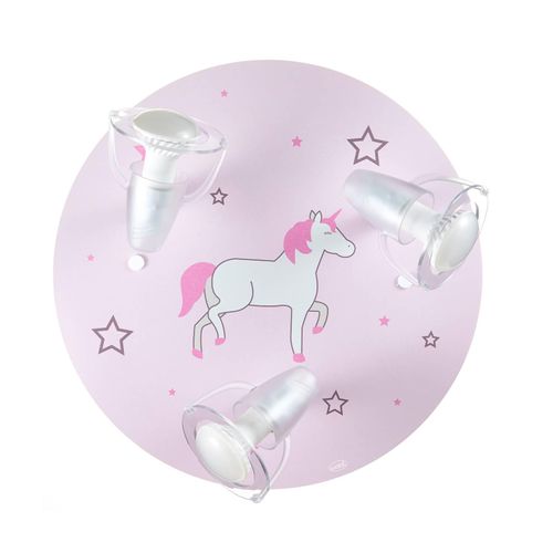 Deckenleuchte Einhorn in Rosé mit drei Strahlern