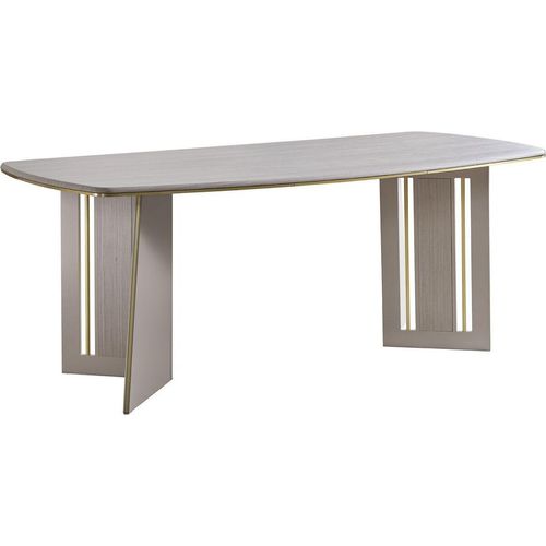 Beiger Esstisch Moderne Holzmöbel Halbovaltisch Designer Esszimmertisch