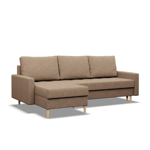 Ecksofa mit Schlaffunktion, Sdchlafcouch Ausziehbar Elma, Bonell, Braun