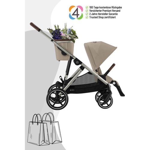 Cybex Gazelle S Kinderwagen / Geschwisterwagen / Zwillingswagen, Farbe:Chocolate Brown