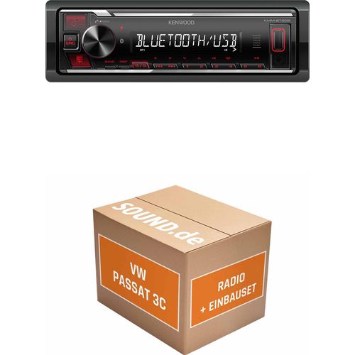 Autoradio Einbaupaket Kenwood KMM-BT209 passend für VW Passat 3C + Dynaudio Soundsystem Schwarz | Bluetooth USB Telefonieren