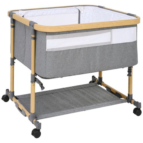 Jimmylee Beistellbett , Ecru, Grau, Weiß , Metall, Kunststoff, Textil, Holzwerkstoff , 84x83.2x84 cm , Reißverschluss, Bezug abnehmbar, waschbar,