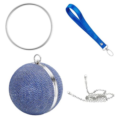 Abendtasche JULIE JULSEN "Metall mit Zirkonia blau", Damen, blau, Taschen Abendtasche