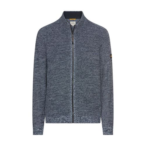 Strickjacke CAMEL ACTIVE, Herren, Gr. XXL, blau (tinted blau), Web, Obermaterial: 70% Baumwolle, 30% Polyacryl, meliert, regular fit taillenbedeckt, ohne Ausschnitt, Rippbündchen, Strickjacken, mit Logo Stickerei
