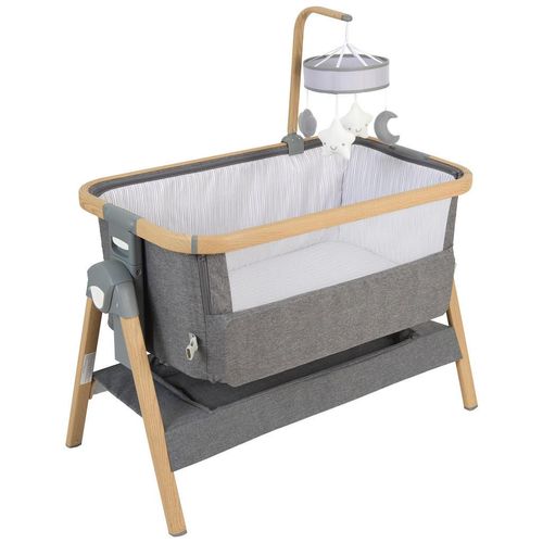 Jimmylee Beistellbett Elegance , Natur, Dunkelgrau , Metall, Kunststoff, Textil , 54x69-81x102 cm , SGS-geprüft , Reißverschluss, Bezug abnehmbar,
