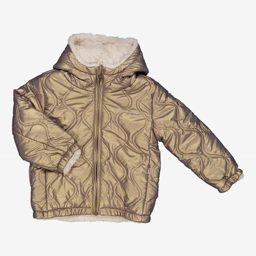 Beigefarbene Bomberjacke aus Kunstfell