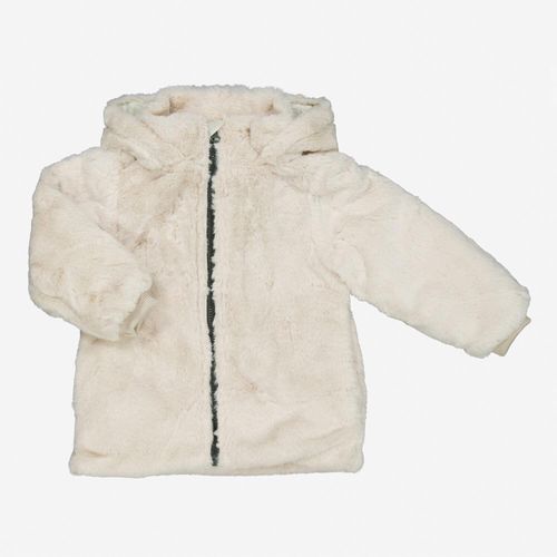 Beigefarbene Jacke aus Kunstfell