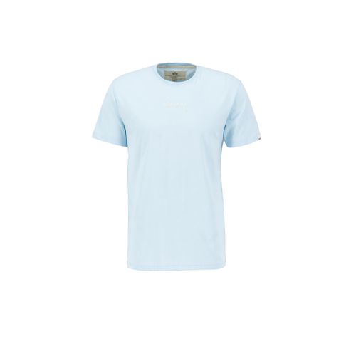 T-Shirt ALPHA INDUSTRIES "Organics EMB T-Shirt", Damen, Gr. M, blau (organic sky blau), Obermaterial: 100% Baumwolle, Shirts T-Shirt