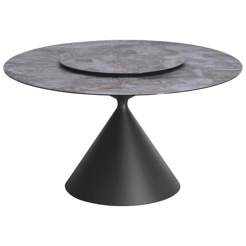 Esstisch , Schwarz , Metall, Glas, Holzwerkstoff , rund , konisch , 140x79x140 cm , Esszimmer, Tische, Esstische, Glastische