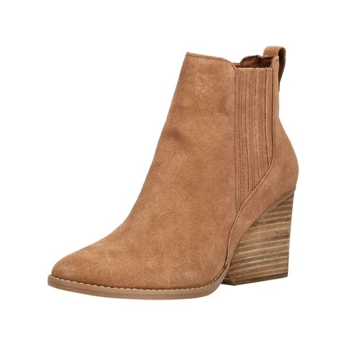 High-Heel-Stiefelette TOMS "TOMS Stiefelette Leder/Textil", Damen, Gr. 38, braun, Leder, Textil, Schuhe