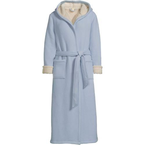 Bademantel mit Fleecefutter, Damen,  Blau, by Lands' End