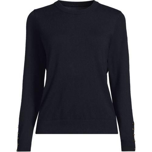 Pullover mit Rundausschnitt Silk Touch, Damen,  Blau, Polyester/Viskose/Polyester-Mischung, by Lands' End