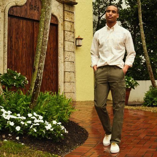 Classic Fit Cargohose mit Dehnbund, Herren,  Grün, Baumwolle, by Lands' End