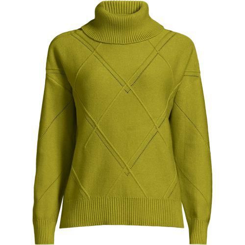 Rollkragenpullover Silk Touch, Damen,  Grün, Polyester/Nylon/Viskose, by Lands' End