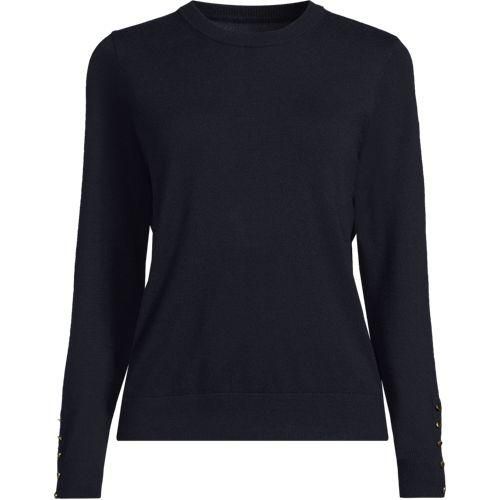 Pullover mit Rundausschnitt Silk Touch, Damen,  Blau, by Lands' End