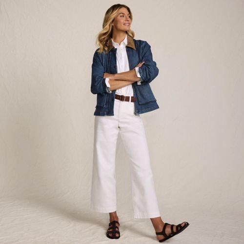 Jeansjacke mit Cordkragen, Damen,  Blau, Elasthan/Baumwoll-Mischung/Polyester-Mischung, by Lands' End