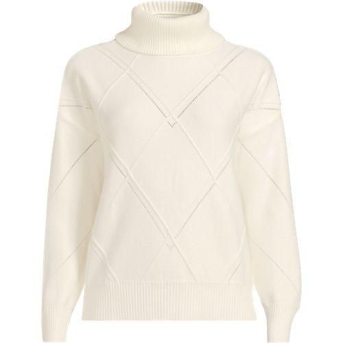 Rollkragenpullover Silk Touch, Damen,  Weiß, Polyester/Nylon/Viskose, by Lands' End