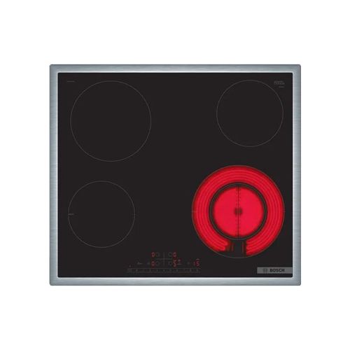 Bosch PKF645FP3E, Glaskeramikfeld SCHOTT Glaskeramik®, Kochfeld Edelstahlrahmen, 60 cm, Schwarz