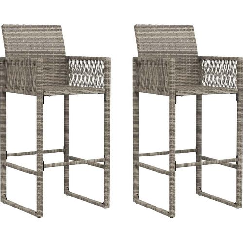 vidaXL Garten-Barhocker 2 Stk. Grau Poly Rattan